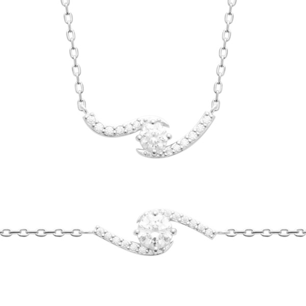 Collier argent 925 rhodié oxyde(s) de zirconium 