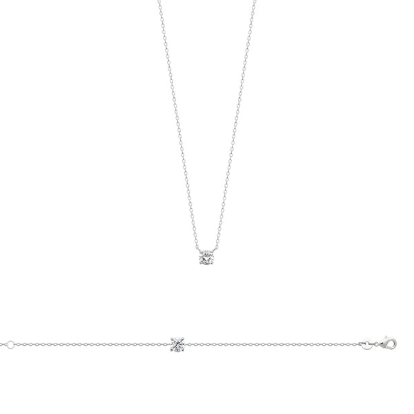 Collier argent 925 rhodié oxyde(s) de zirconium 