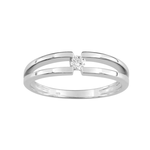 Solitaire diamant 0.08ct Or Blanc 375