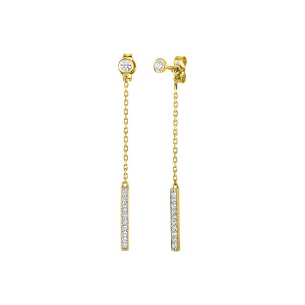 Boucles d'oreilles pendantes oxyde(s) de zirconium Or Jaune 375 rhodiée