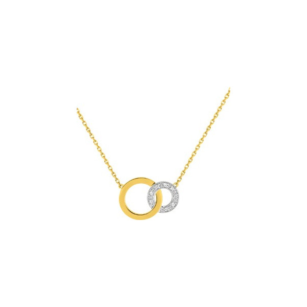 Collier or Jaune 750 Double Anneau Diamant