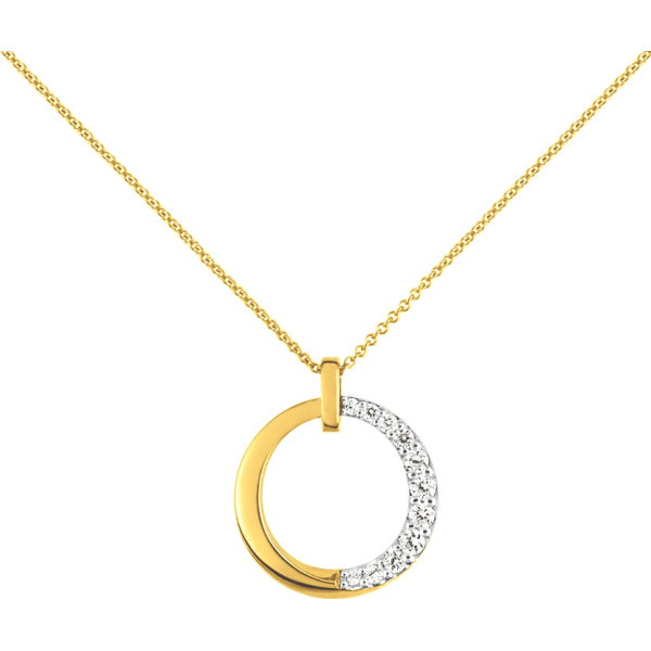 Collier Or Jaune 375 Anneau Zirconium