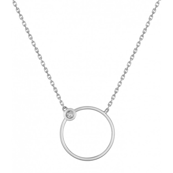 Collier Or Blanc 750 Anneau Diamant