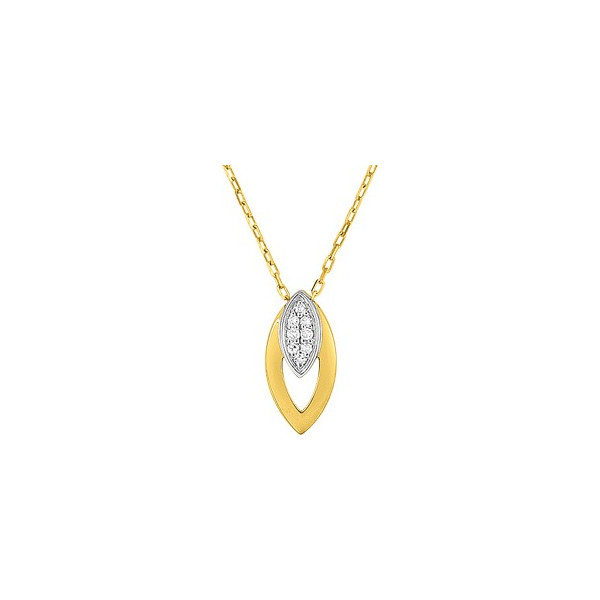 Collier Or Jaune Blanc 750 Ovale Diamant