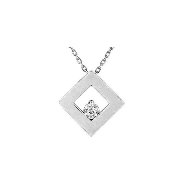 Collier Or Blanc 750 Carré Diamant