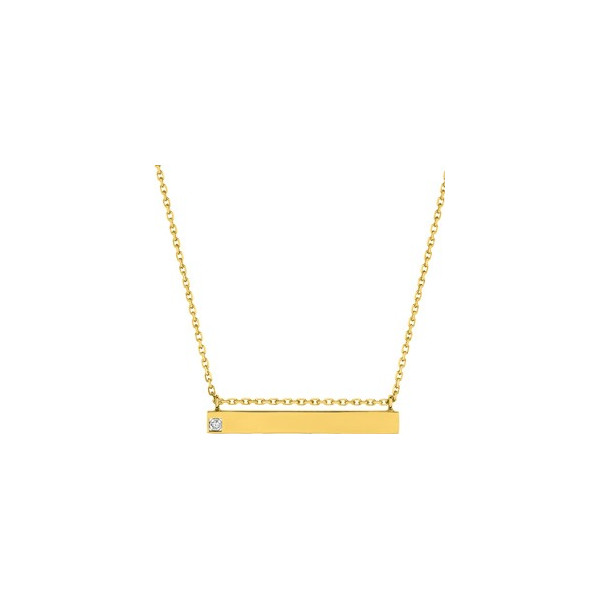 Collier Or Jaune 750 Plaque Diamant