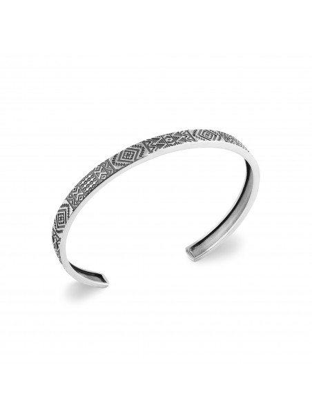 Bracelet argent homme demi jonc fantaisie