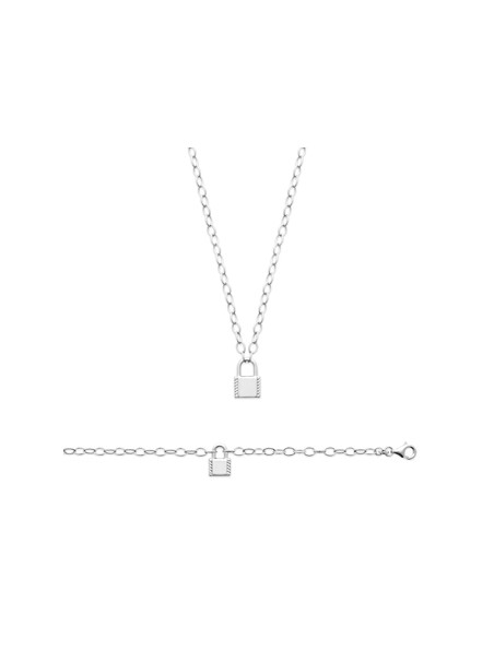 Collier argent 925 rhodié cadenas