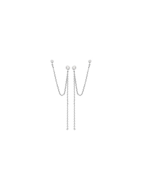 Boucles d'oreilles argent 925 rhodié Oxyde(s) de Zirconium 20x60mm