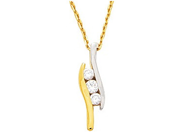 Collier oxyde(s) de zirconium Or Jaune 750 rhodiée 42cm