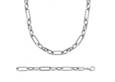 Collier argent maille marine alternée maille allongée