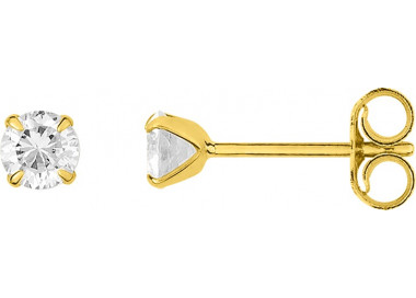 Boucles d'oreilles clou oxyde(s) de zirconium Or Jaune 375