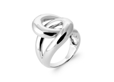 Bague argent rhodié boucles entrelacées