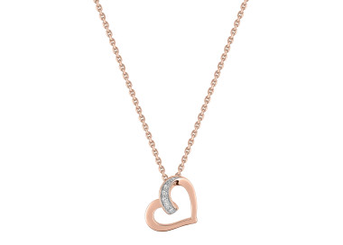 Collier motif coeur oxyde(s) de zirconium plaqué Or rose 42cm