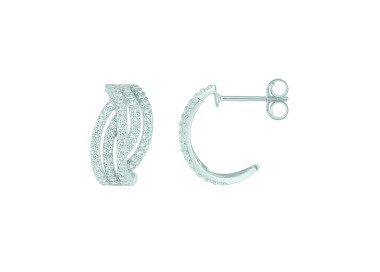 Boucles d'oreilles créoles oxyde de zirconium Or Blanc 375