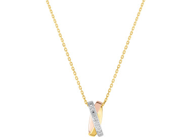 Collier diamant 0.02ct Or Jaune 375 rhodiée