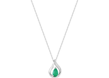 Collier émeraude diamant 0.01ct Or Blanc 375