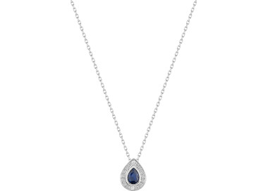 Collier saphir diamant 0.01ct Or Blanc 375