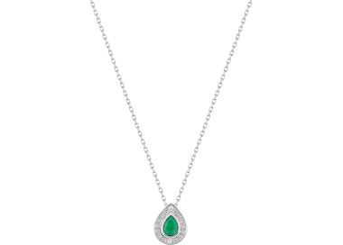 Collier émeraude diamant 0.01ct Or Blanc 375