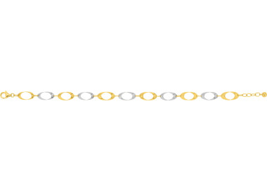 Bracelet Or Jaune et Blanc Or 375 18cm