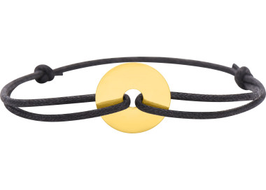 Bracelet cordon noir motif Or Jaune 375