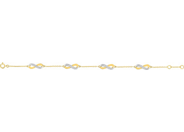 Bracelet diamant 0.032ct Or Jaune 375 rhodiée