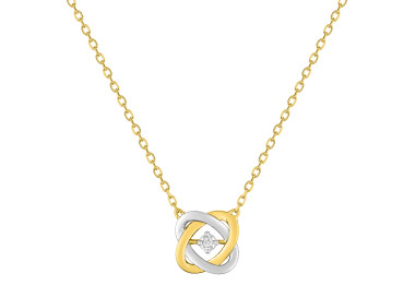 Collier diamant 0.01 Or Jaune et Blanc Or 375