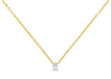 Collier souple diamant 0.04ct Or Jaune et Blanc Or 375