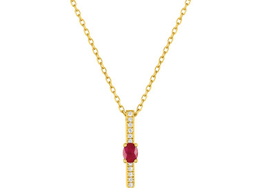 Collier 42cm rubis oxyde(s) de zirconium Or Jaune 375