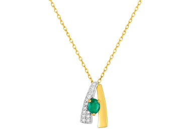 Collier émeraude oxyde(s) de zirconium Or Jaune 375 rhodiée