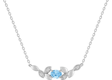 Collier topaze bleue traitée oxyde(s) de zirconium Or Blanc 375