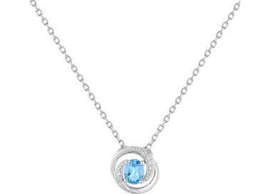 Collier topaze bleue traitée oxyde(s) de zirconium Or Blanc 375