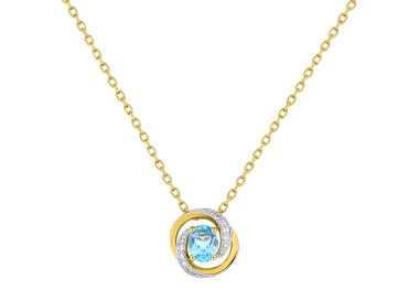 Collier topaze bleue traitée oxyde(s) de zirconium Or Jaune 375 rhodiée