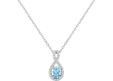 Collier topaze bleue traitée oxyde(s) de zirconium Or Blanc 375