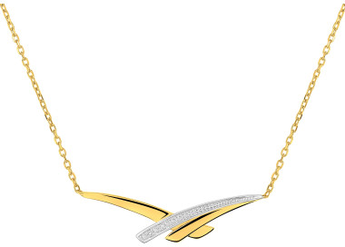 Collier 42cm diamant 0.008ct Or Jaune 375 rhodiée