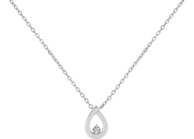 Collier diamant 0.01 Or Blanc 375