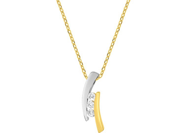 Collier oxyde(s) de zirconium Or Jaune 375 rhodiée