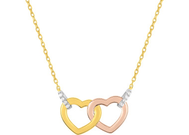 Collier oxyde(s) de zirconium Or Jaune Rose et Blanc Or 375