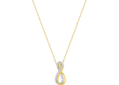 Collier 42cm oxyde(s) de zirconium Or Jaune et Blanc Or 375