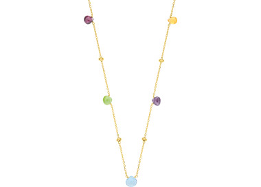 Collier périd grenat citri topaze bleue traitée Or Jaune 375