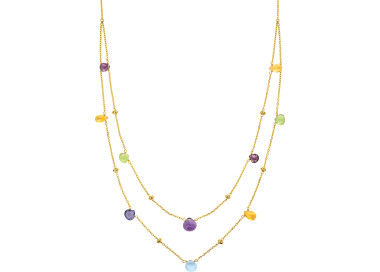 Collier io ci améthyste gr topaze bleue traitée Or Jaune 375