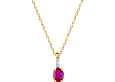 Collier rubis diamant 0.01ct Or Jaune 375