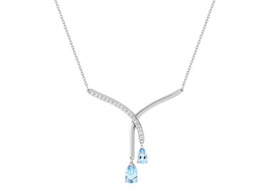 Collier topaze bleue traitée oxyde(s) de zirconium Or Blanc 375