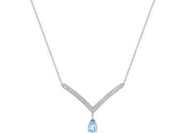 Collier topaze bleue traitée oxyde(s) de zirconium Or Blanc 375