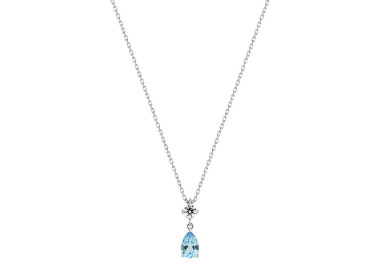 Collier topaze bleue traitée oxyde(s) de zirconium Or Blanc 375