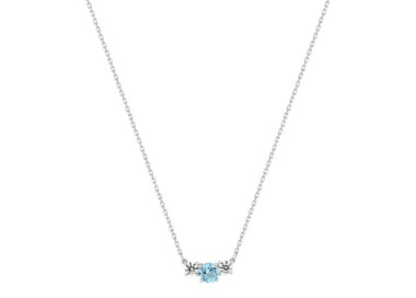 Collier topaze bleue traitée oxyde(s) de zirconium Or Blanc 375