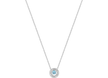 Collier topaze bleue traitée oxyde(s) de zirconium Or Blanc 375