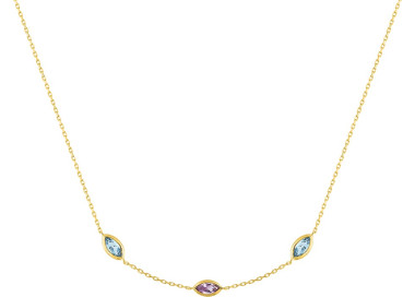 Collier topaze bleue traitée améthyste Or Jaune 375