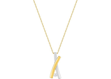 Collier oxyde(s) de zirconium Or Jaune 375 rhodiée