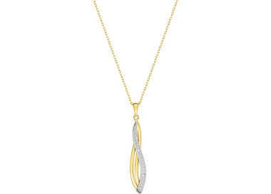 Collier diamant 0.01ct Or Jaune 375 rhodiée